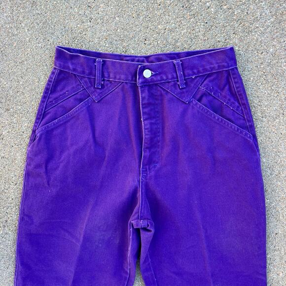 VTG 90s Roper Purple High Rise Wedgie Bareback Silver Concho Cowgirl Jeans 30x35 - Picture 6 of 10